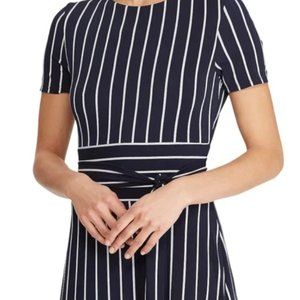 Lauren Ralph Lauren Midi Sheath Striped Navy Dress Size 2